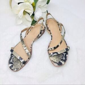 Madewell Heidi Sandals Slingback Flats Size 9.5 Snake Embossed Python